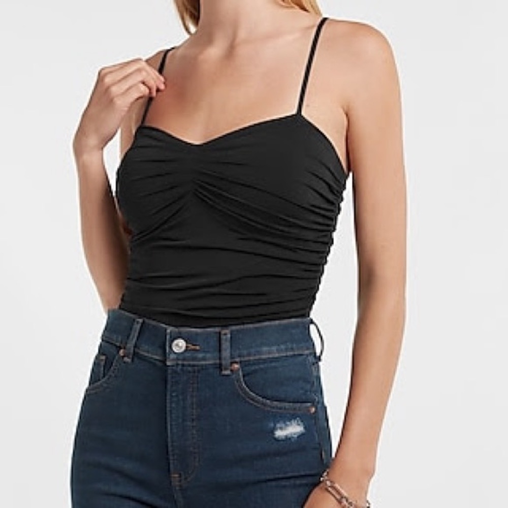 NWT Express Contour Ruched Body Suit With Bra Cups Size XS